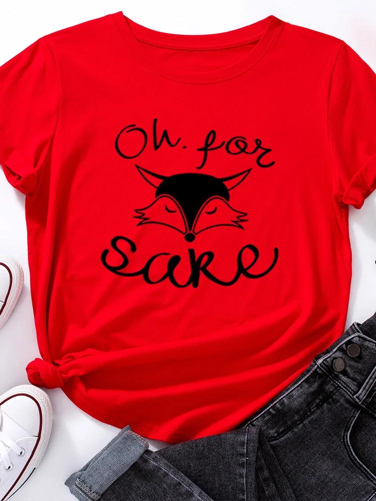 Cute Fox Head Print T Shirt Women Short Sleeve O Neck Loose Tshirt Summer Women Causal Tee Shirt Tops Camisetas Mujer