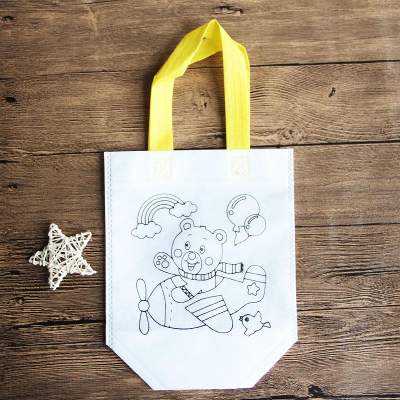 Non-Woven Graffiti Bag Diy Garbage Sorting Bag Children'S Hand-Painted Production Coloring Painting Handbag Material