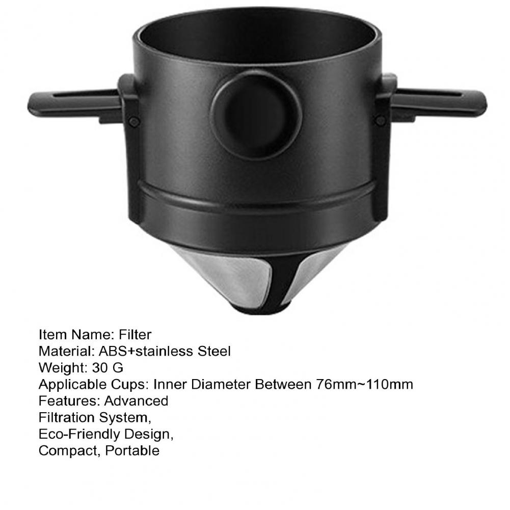 Pour Over Coffee Dripper Stainless Steel Coffee Maker Double-Layer Filter Eco-Friendly Cone Filter Easy to Clean Reusable Coffee