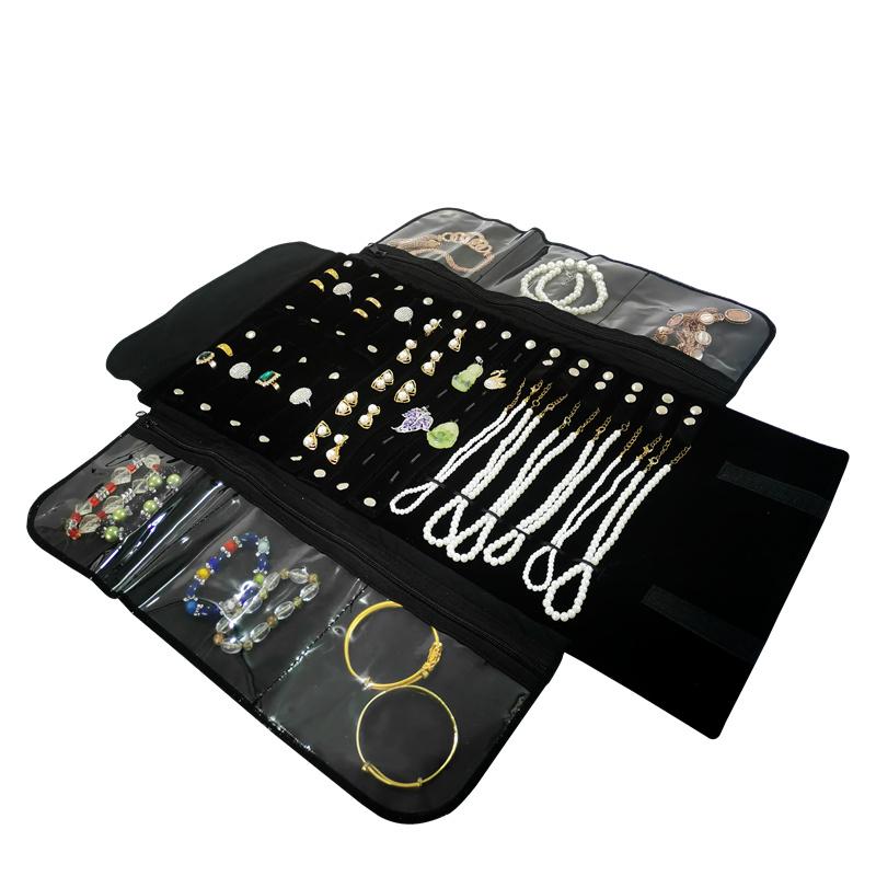 Velvet Jewelry Storage Roll Bag Ring Necklace Bracelet Locket Storage Bag Anti-oxidation Film Layer Jewelry Storage Props