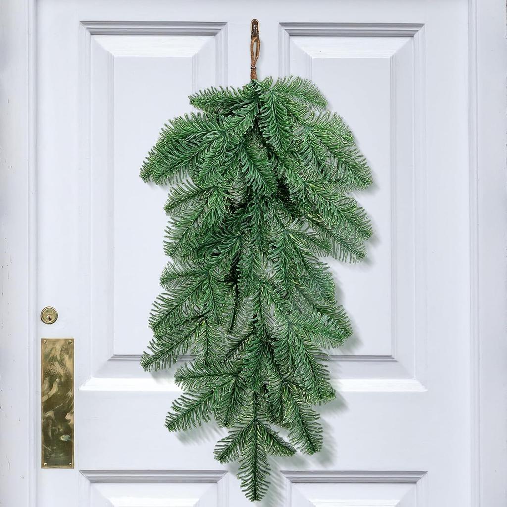 Sztuczny Wieniec z Igieł Sosnowych Dekoracja Ścienna Wystrój Domu Sztuczne Kwiaty