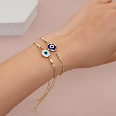 Vintage Bohemian Style Glass Enamel Evil Eye Woven Rope Friendship Adjustable Bracelet For Women Men Kids Jewelry Party Gift