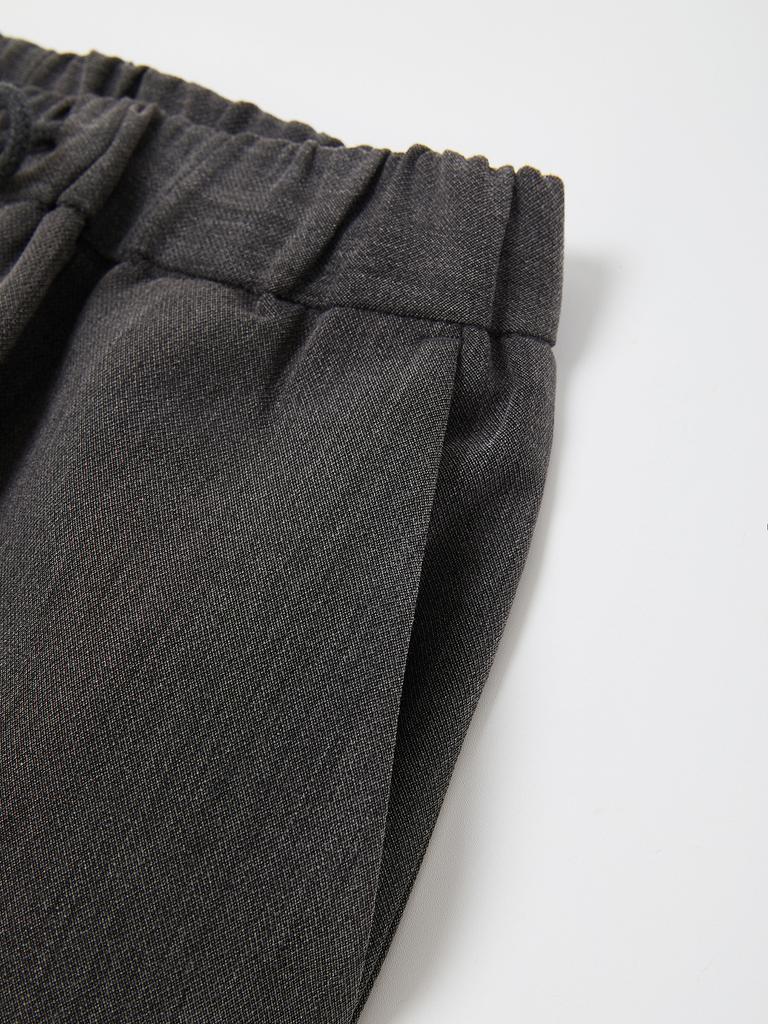 IKALOOK Straight Fit Single-Pleat Elastic Slacks Cpt162