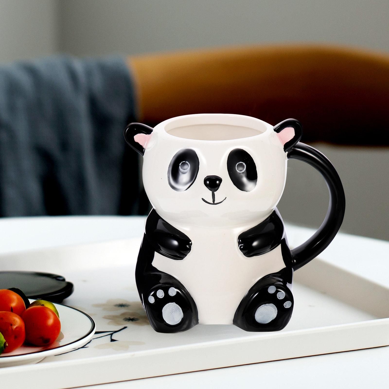 Adorable Panda Shape Cup Premium Ceramic Water Mug for Restaurant Dessert Shop Desktop Decoration Drinkware Gift for Friends