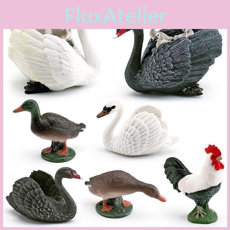 Realistic Animal Figures Model With Ducks Rooster Swans For Display Decorative