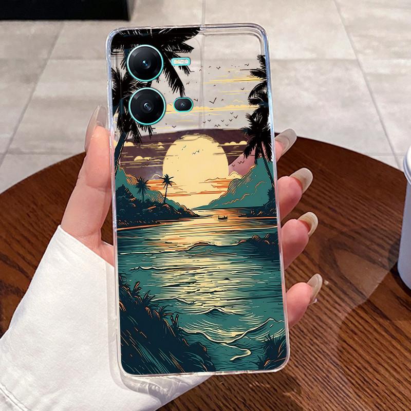 Phone Case For Vivo V25 Y35 Casing Luxury Cute Love Heart Rabbit Funny Pattern Transparent Silicone TPU Soft Shell Back Cover