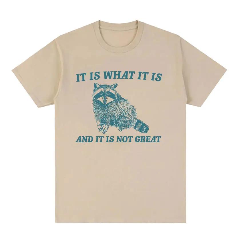 My Tummy Hurts Funny Raccoon Graphic T Shirt Weird Meme Men Women Tops T-shirts Fashion Harajuku Casual Cotton Oversized T-shirt