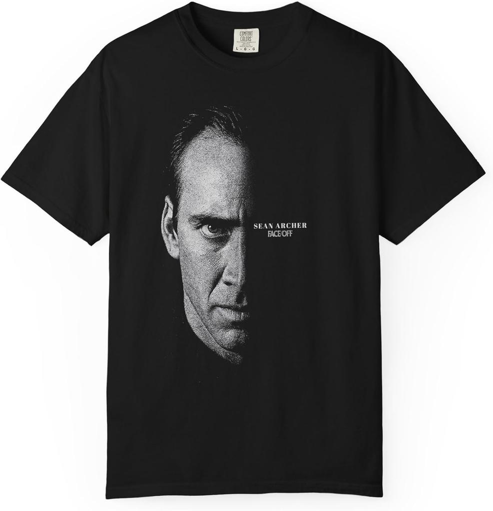 Face/Off Vintage Movie T-Shirt – 90s Action Film Tee with Two-Sided Cage Travolta Print – Retro Gift for Action Fans