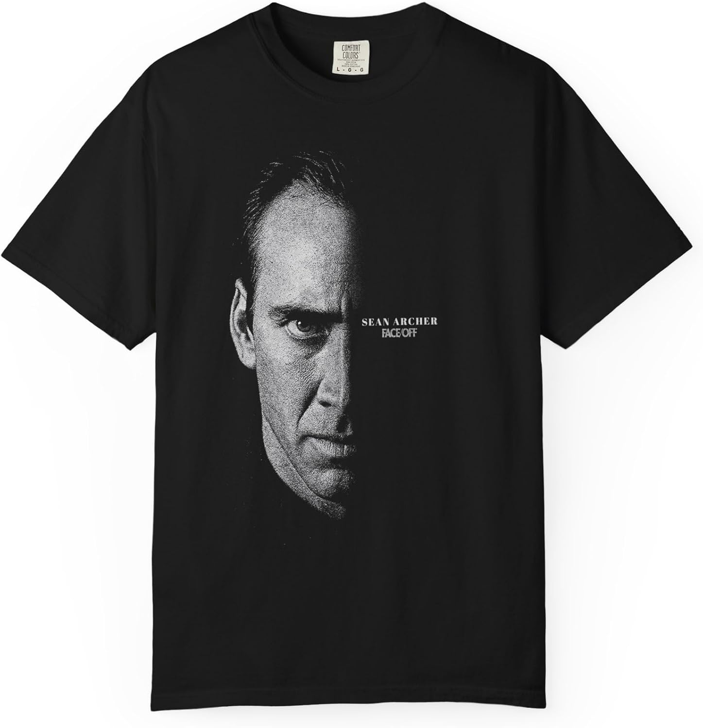 Face/Off Vintage Movie T-Shirt – 90s Action Film Tee with Two-Sided Cage Travolta Print – Retro Gift for Action Fans Unisex T-Shirt L