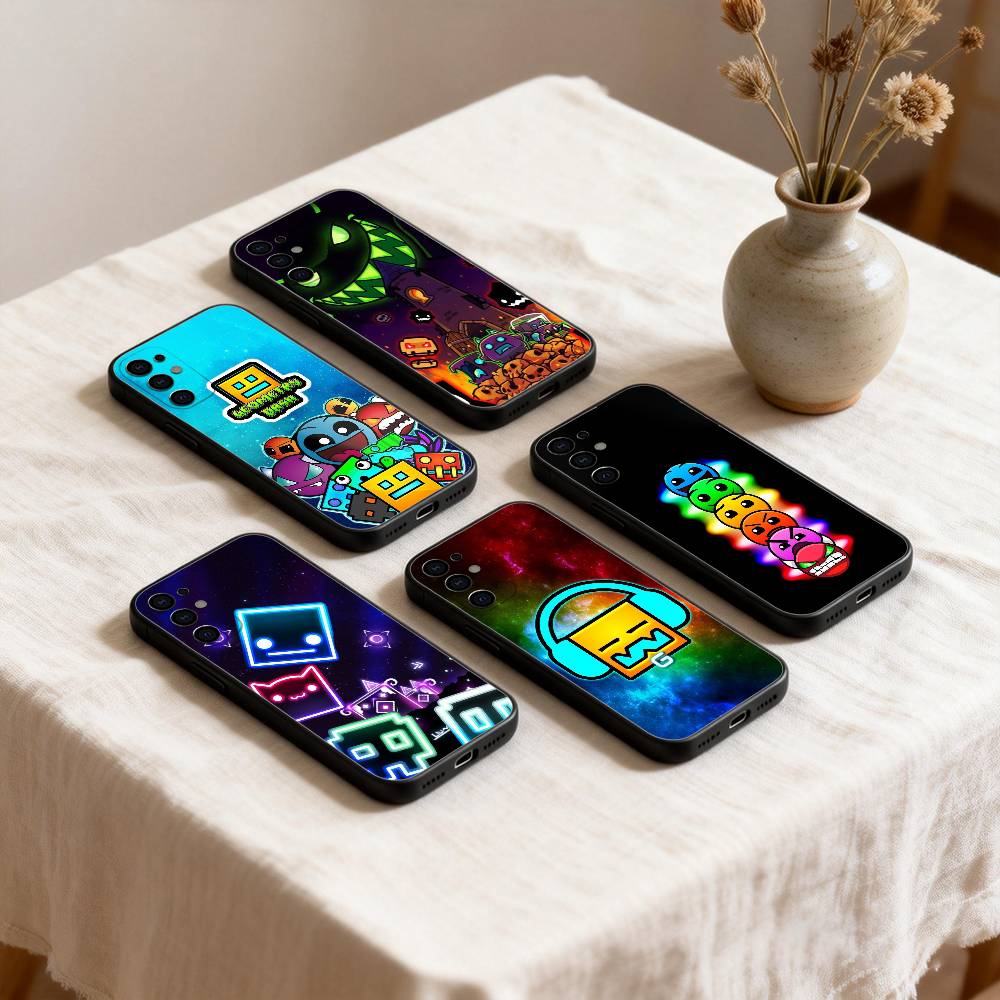 G-Geometry Dash Game Phone Case For Samsung S26,25,24,23,22,30,21,10,9,Ultra,Plus,Lite Black Soft Case