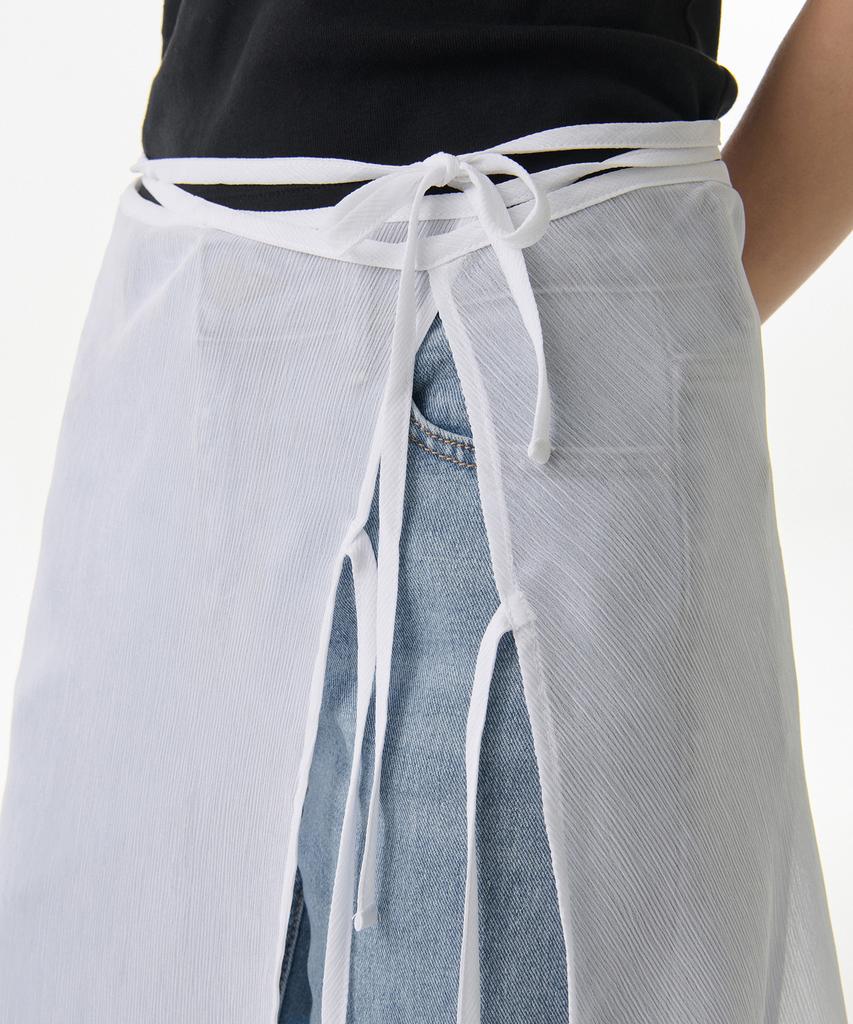 Musinsa Standard Woman Women'S Sheer Crinkle Layered Wrap Skirt_Short [White]