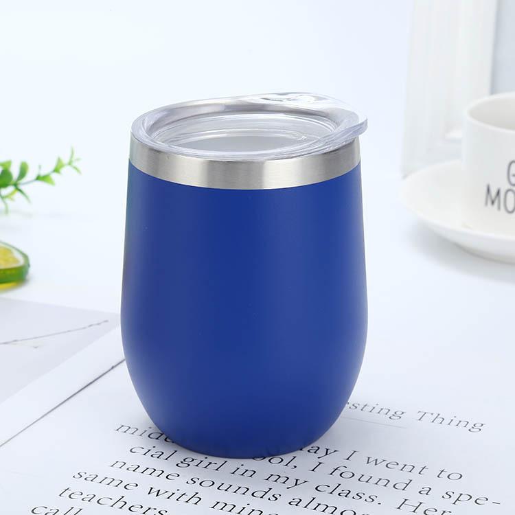 Stainless Steel Eggshell Wine Tumbler 12oz Double Wall Vacuum Insulated Reusable Cup for Birthday Holiday Gifts
