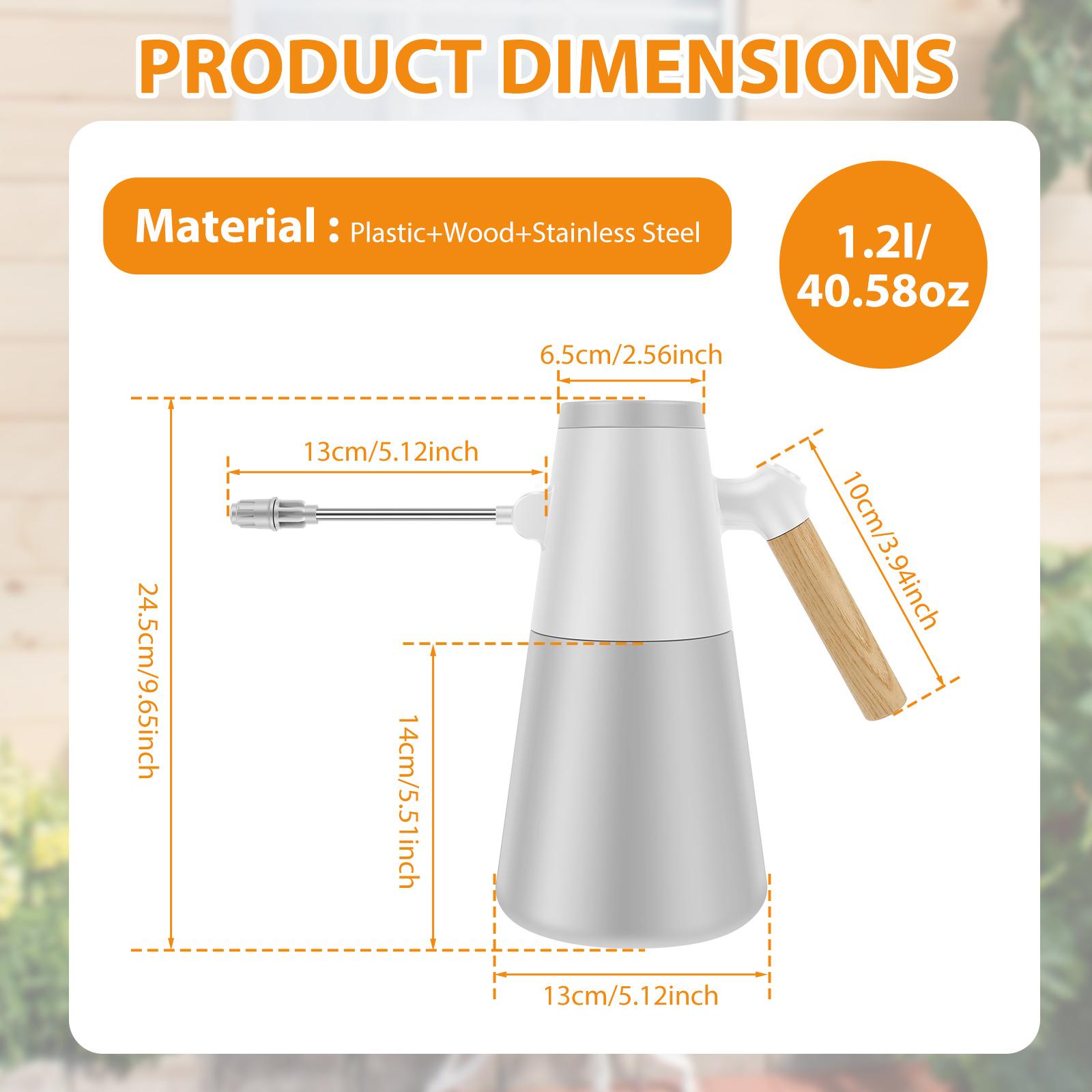 

1.2L Electric Spray Bottle 2 Spray Modes Garden Sprayer with 180° Rotatable Long Nozzle Plant Water Sprayer Garden Accessories