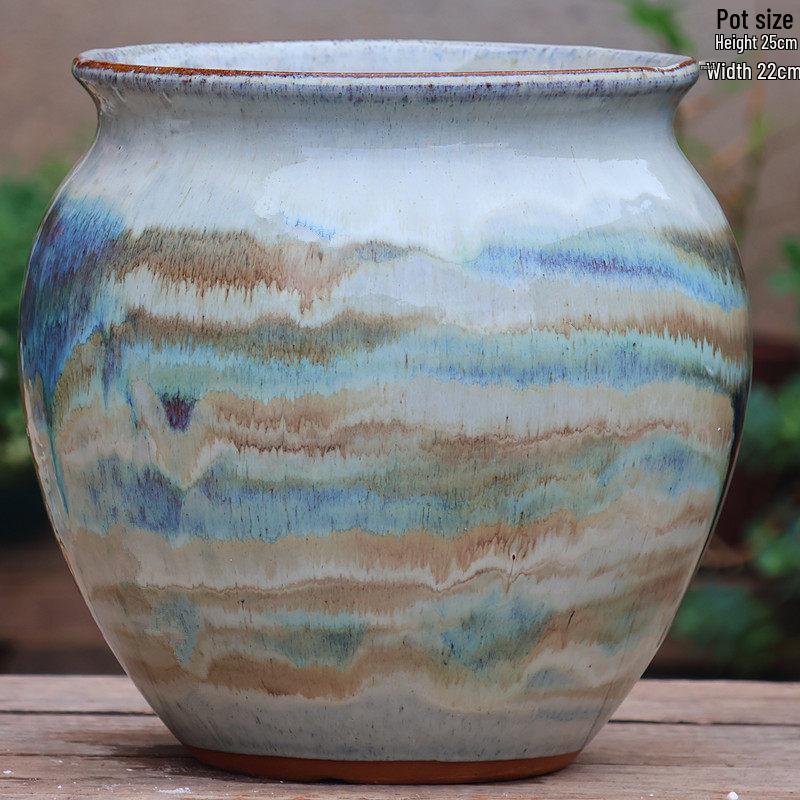 Retro Coarse Pottery Succulent Bonsai Floor Pot for Indoor Plants