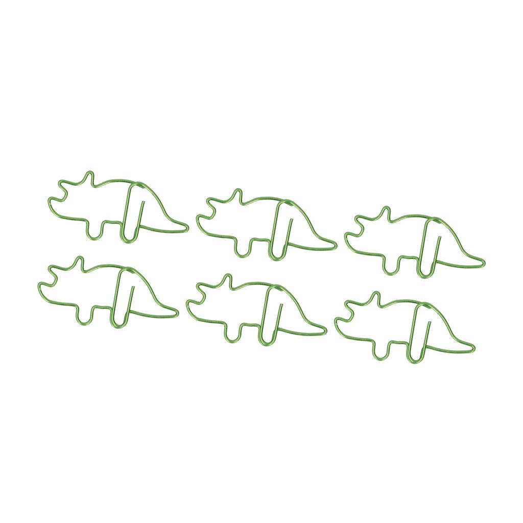 100 Pcs Shaped Paper Clips Cyan Triceratops Shape Metal Portable Electroplating Process Office Clips
