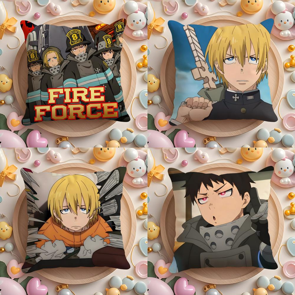 F-Fire Force anime Cushion Cover Home & Car Multi-Scene Pillow Cover - Reversible, Soft & Durable for Daily Use