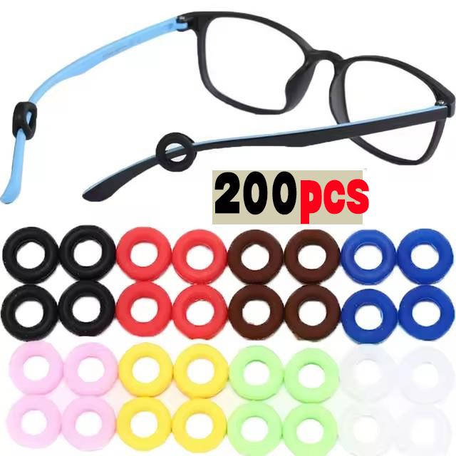 200pcs New Anti-slip Silicone Ear Grip Glasses Eyeglasses Temple Tip Eyewear Holder Leg Ear Hook Stopper Fastener Accessories