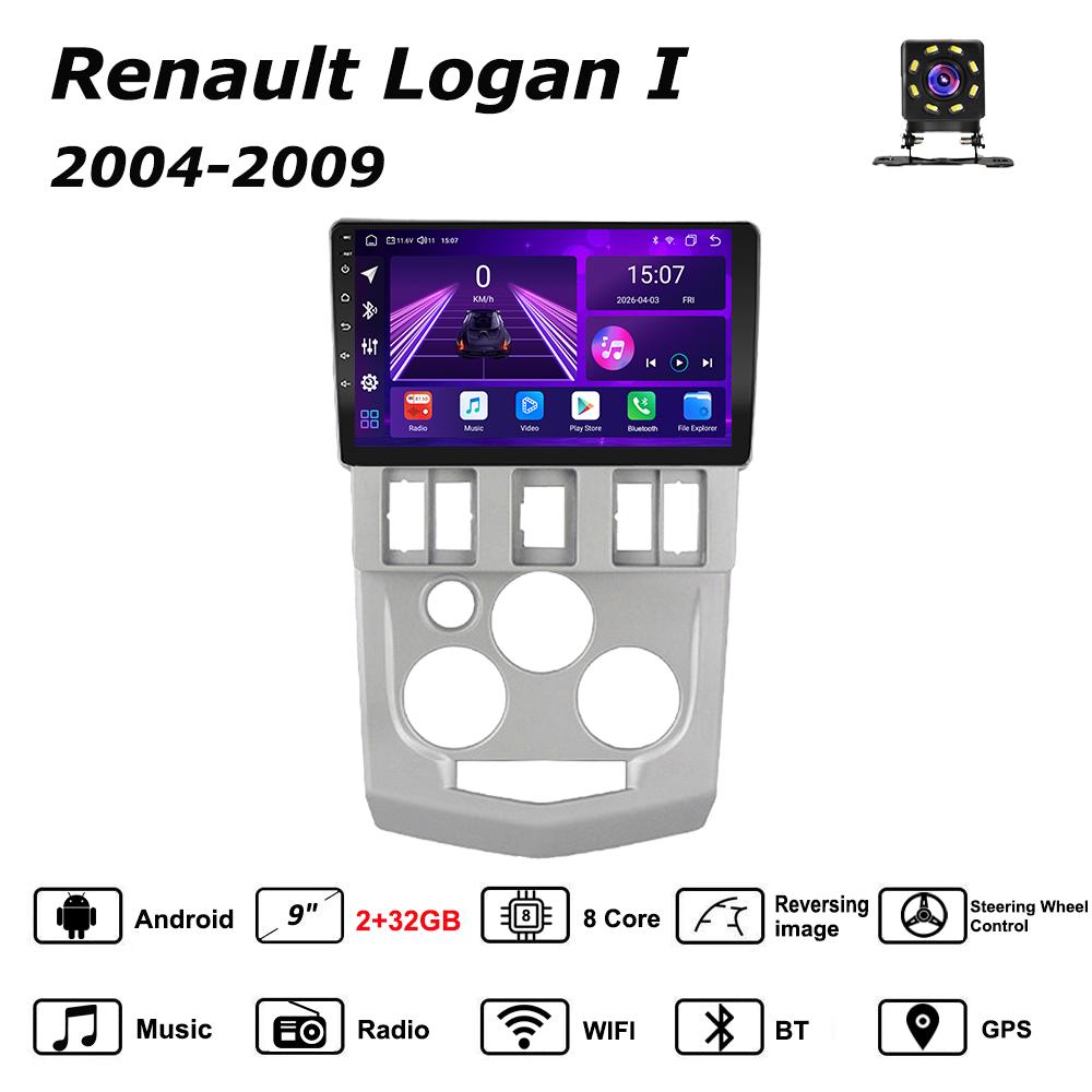 Android Car-Play Car Radio For Renault Logan I 2004-2009 Multimedia Player Head Unit Stereo GPS Navigation BT WIFI,8 CORE ,2+32GB