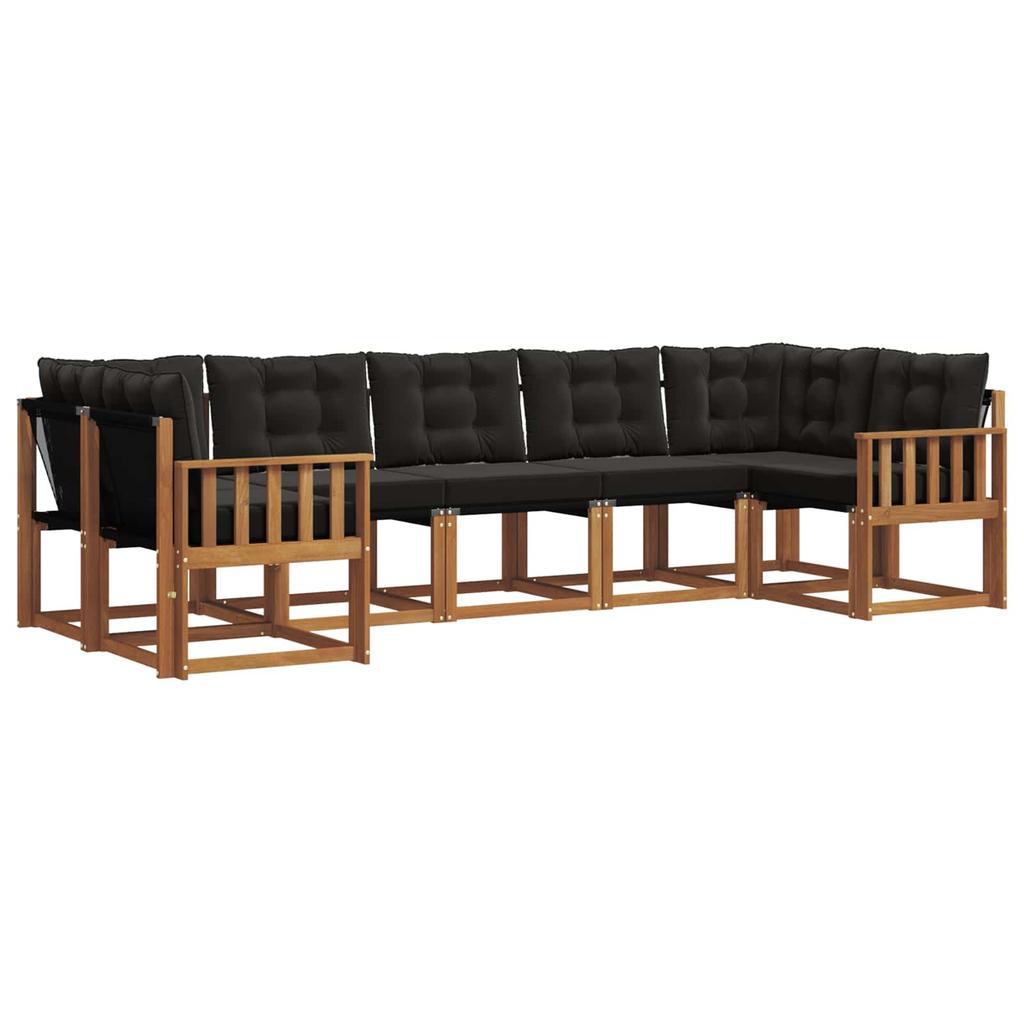 Outdoor Sofa Set with Cushions 7 pcs Natural and Black