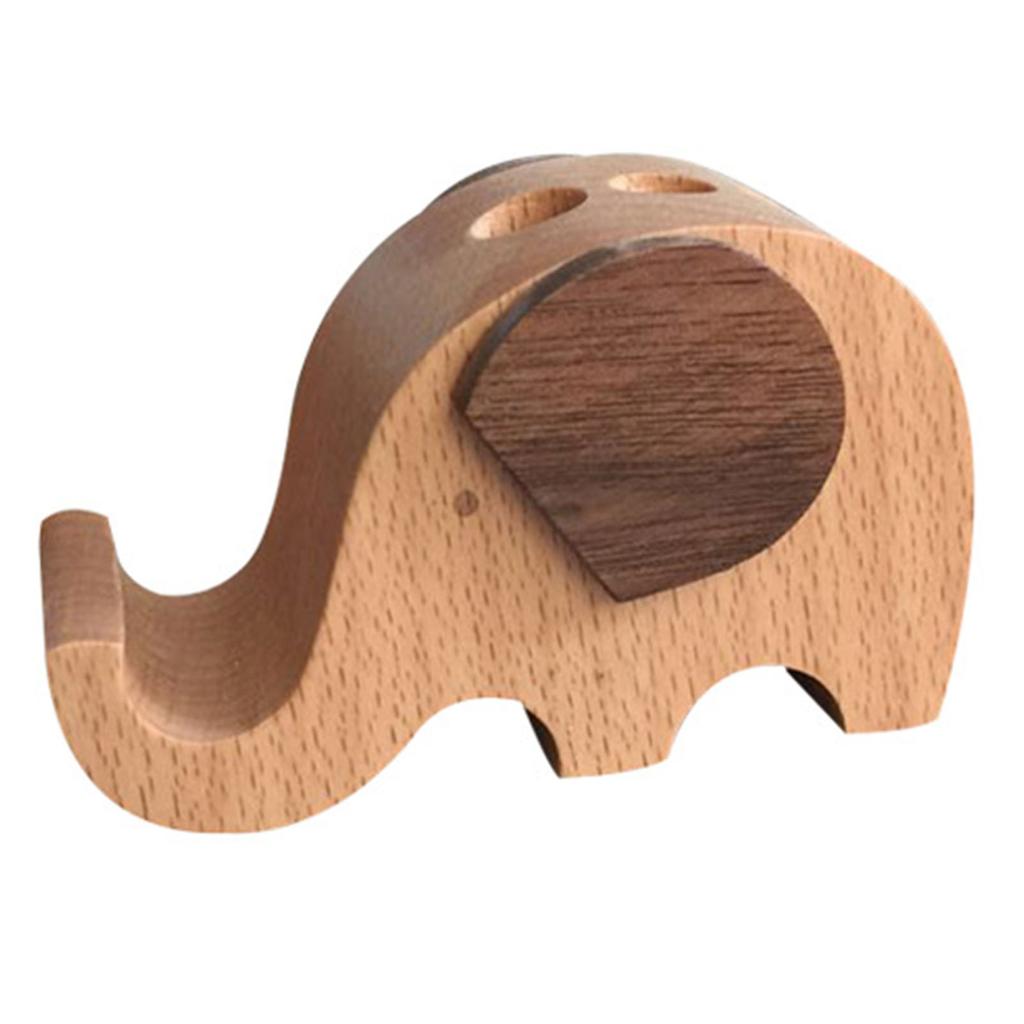 Elephant Pen Holder Phone Stand  Wooden Elephant Shaped Desk Organizer Decor Elephant Gifts for Women