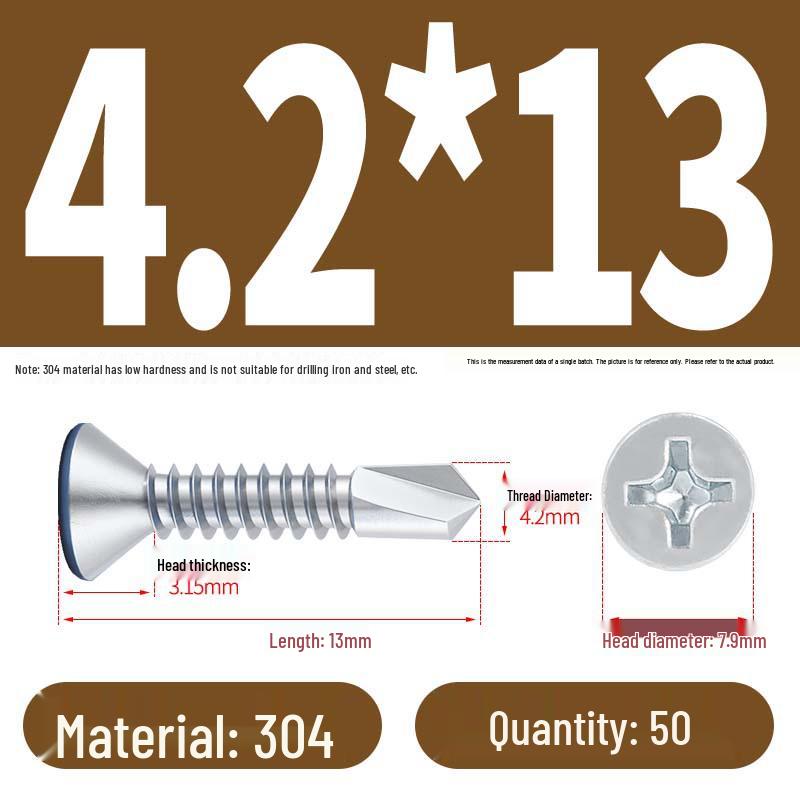 Phillips Flat Head Blue Zinc Plated Stainless Steel Self-Drilling & Self-Tapping Screws M3.9-M5.5