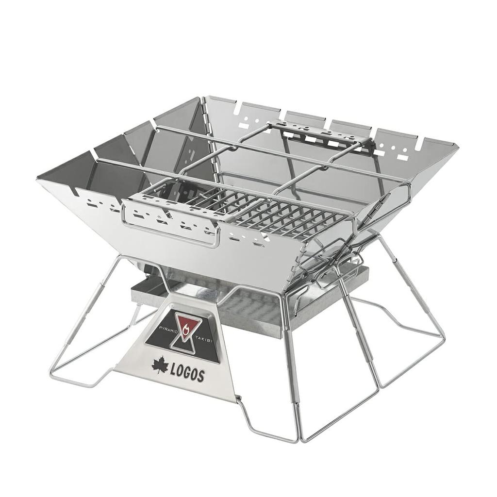 LOGOS the Pyramid TAKIBI Stainless for Outdoor and Bonfires Charcoal, Large, 81064162, Steel, Camping, Barbecues,