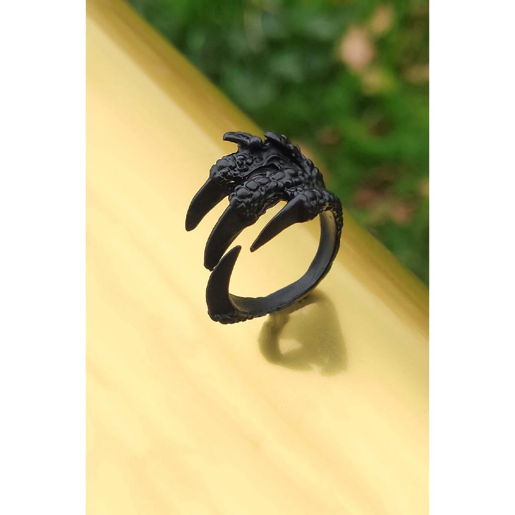 Antique Silver Plated Adjustable Ring With Dragon Claw Design