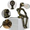 ALLUCK Retro Industrial Rusty Iron Water Pipe Table Lamp (Robot Steampunk) for Table or Side Desk, E27 110V, Single Light, Bronze, Suitable for
