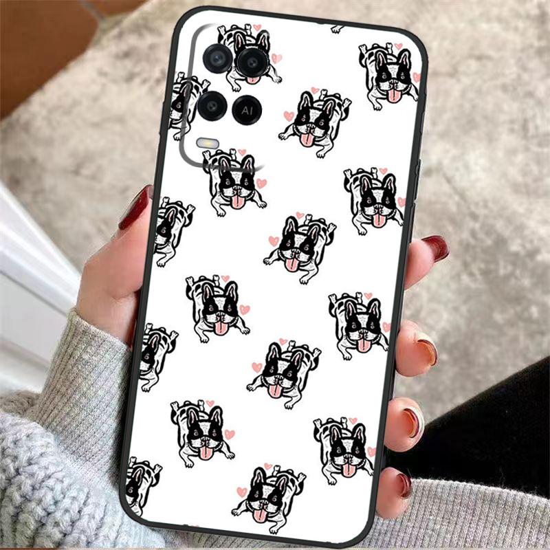 Funny french bulldog Case For OPPO A17 A57 A96 A76 A16 A18 A58 A78 A98 A74 A94 A5 A9 A52 A72 A15 A93 A53 A54 S