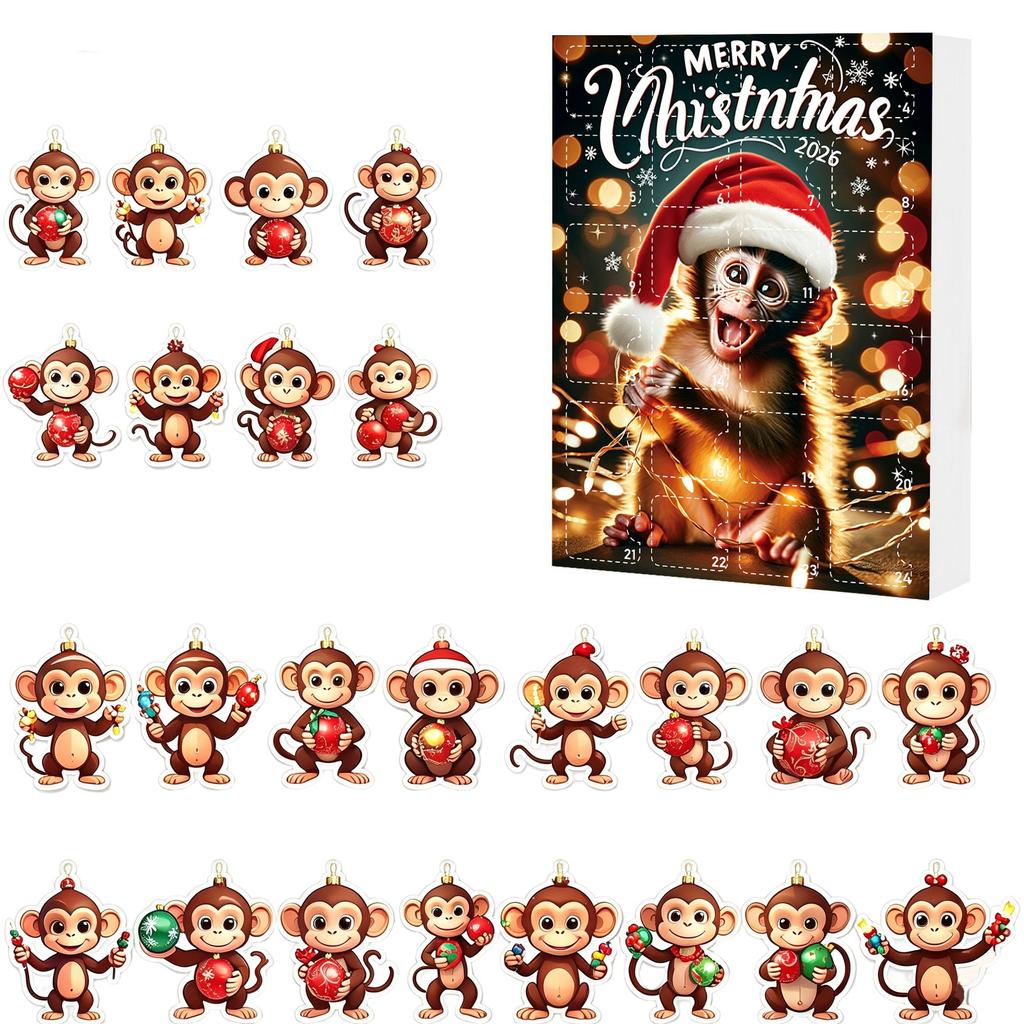 2D Christmas Advent Calendar Day Countdown with Hanging Ornaments, Christmas Tree Decorations for Holiday