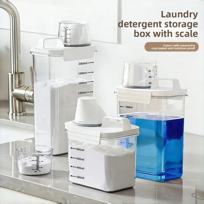 Airtight Storage Box for Laundry Powder with Measuring Cup, Sealed Storage Box for Household Laundry Detergent