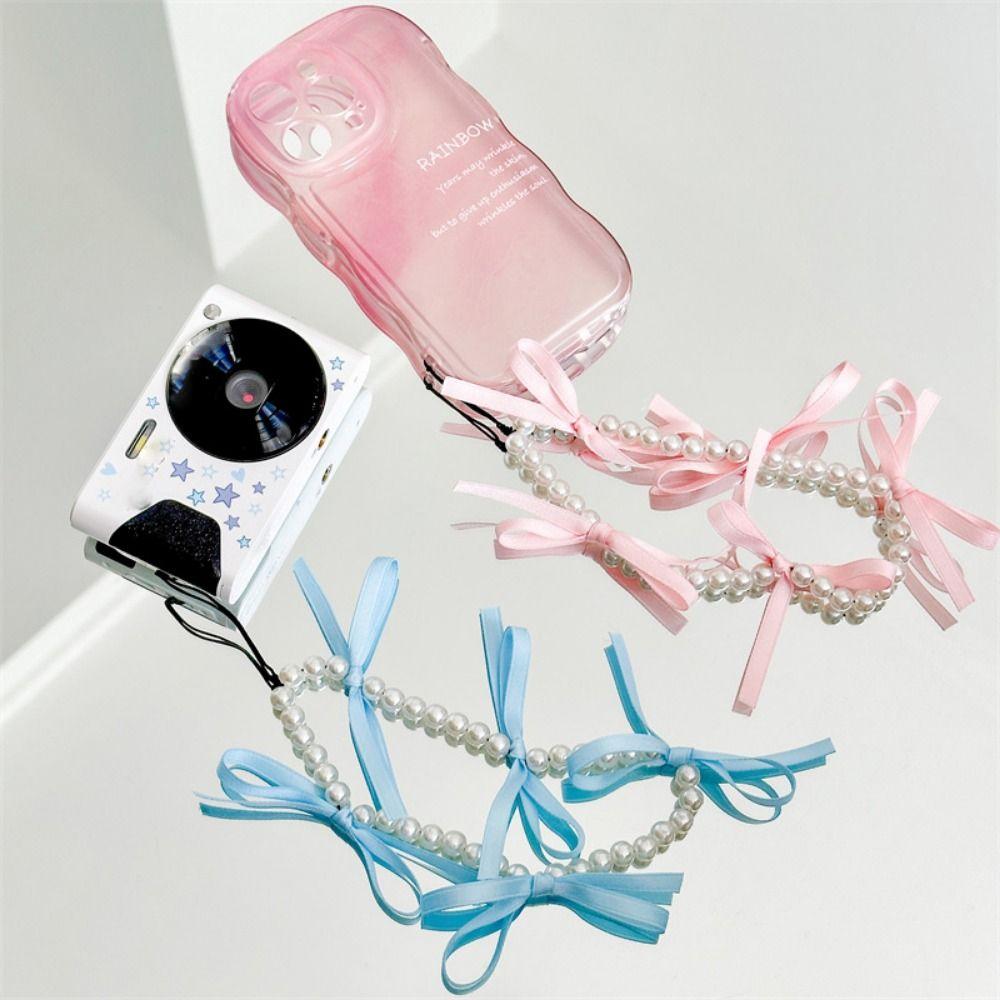 

Ballet Style Lace Bowknot Phone Chain Ribbon Beaded Hanging Pendant Women Girls