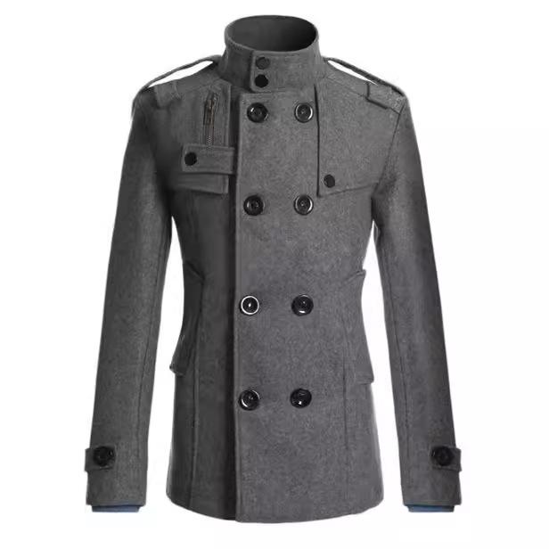 Men's Slim Medium-Length Woolen Coat - New Windbreaker Jacket N3