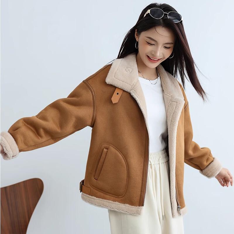 KAISER Women's Lamb Shearling Wool Suede Winter Coat