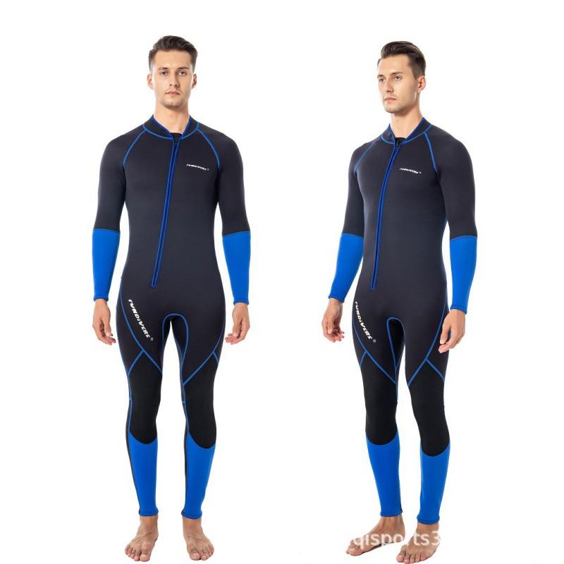 Mens 3mm Fullsuit Wetsuit With Front Zipper Snorkeling Diving Surfing Warm Thermal Protection