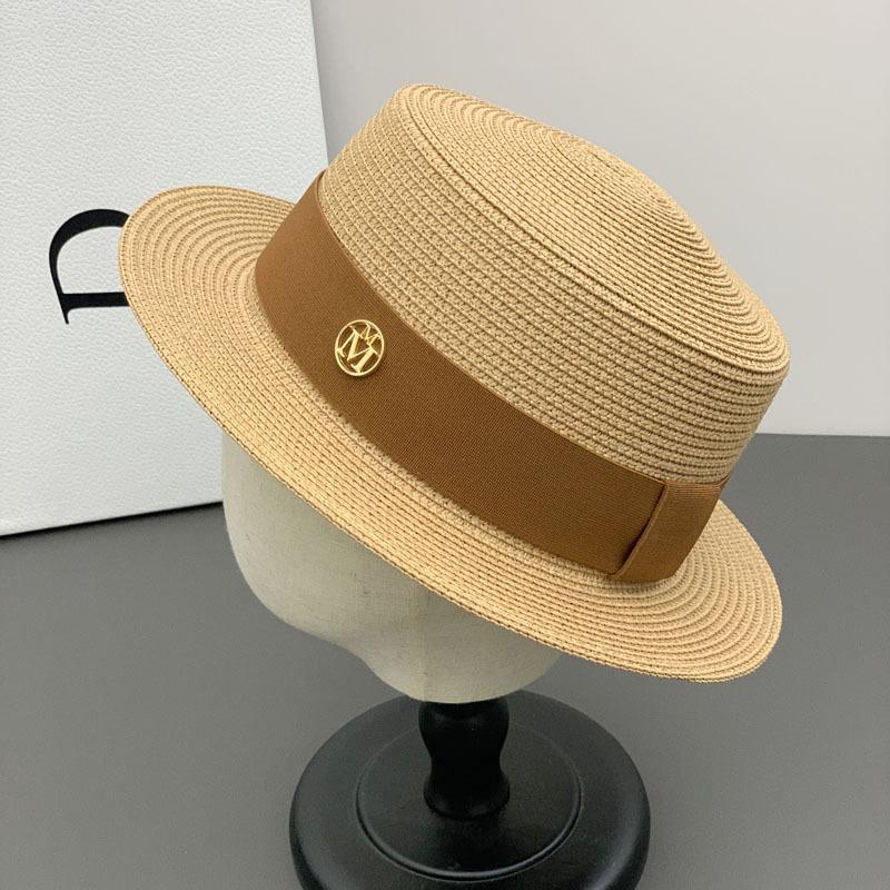 M standard hat women's spring and summer British versatile top hat seaside sun protection beach visor flat top straw hat