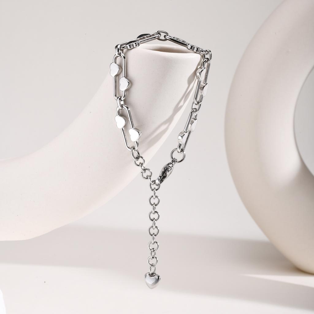 Fashion Bracelets Stainless Steel Heart Handmade Chain Bracelet Bangle For Women Girl Daily Charm Wrist Jewelry Gifts