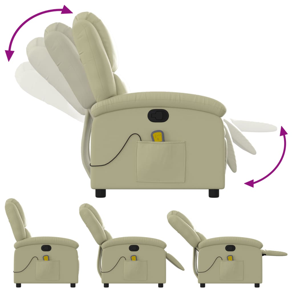 Massage Chair Relax Chair Genuine Leather Cream