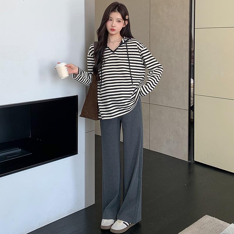 2026 Spring Korean Style Loose Striped Maternity Two-Piece Set Double XL