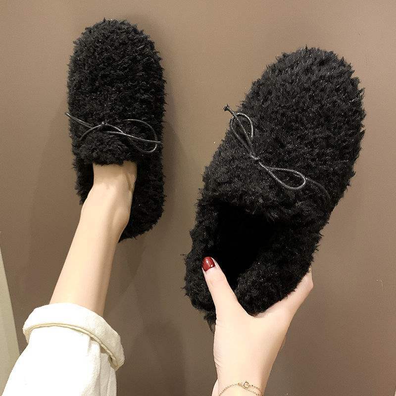 Mao Mao Shoes Women's Winter Wear Korean Version 2025 New Flat Bottom Internet Celebrity Curly Wool Lamb Wool Soft Sole Doudou Cotton Shoes