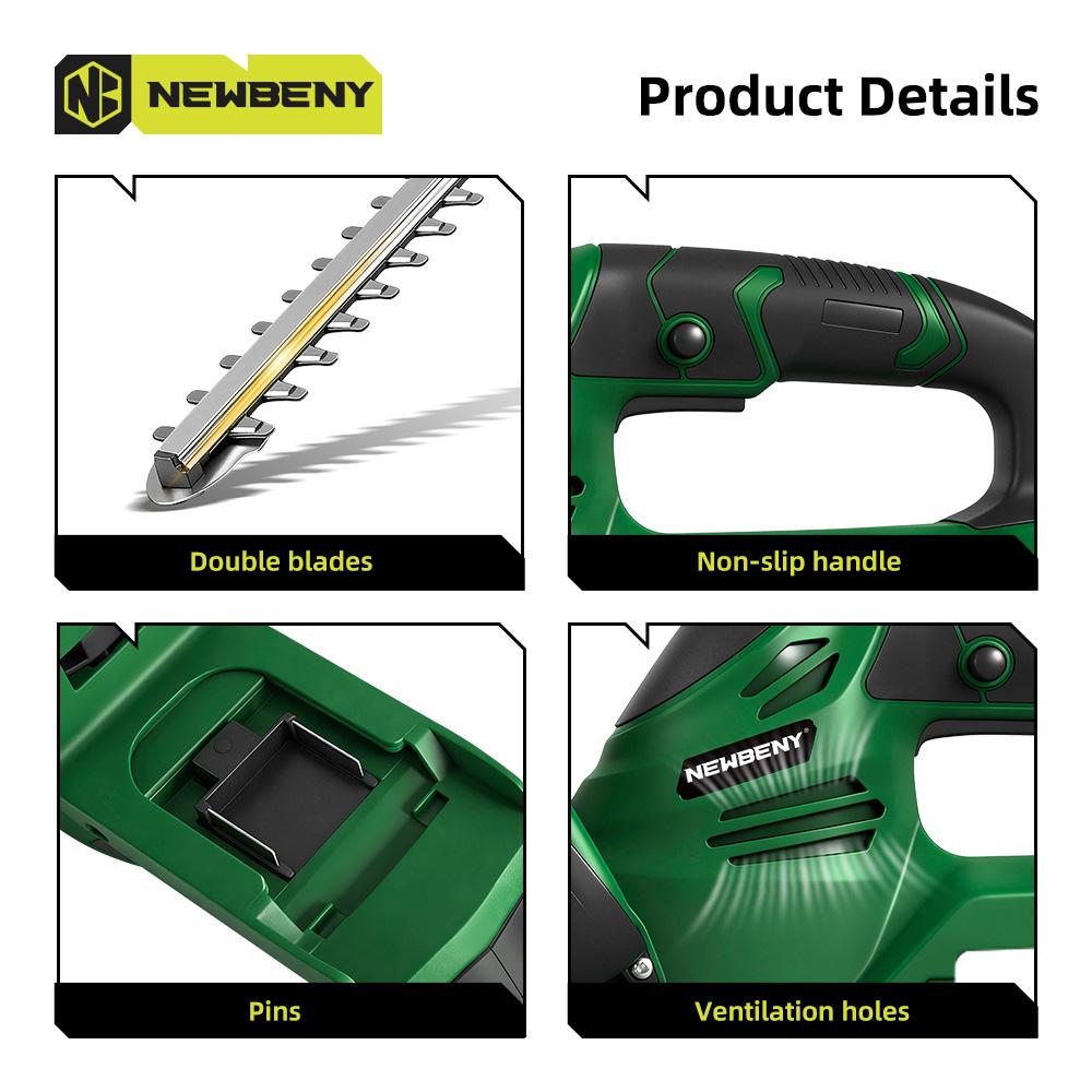Newbeny 2000W 15000RPM Electric Hedge Trimmer Cordless Trimmer Pruning Saw Lawn Mower Garden Tools For Makita 21V Battery Pin