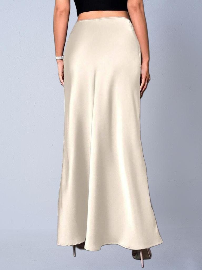 European & American Women's Imitation Silk Long Skirt, 2025 Spring/Autumn Collection