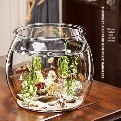 Durable Clear Plastic Goldfish Tank - Unbreakable, One-Piece Round Design for Living Rooms