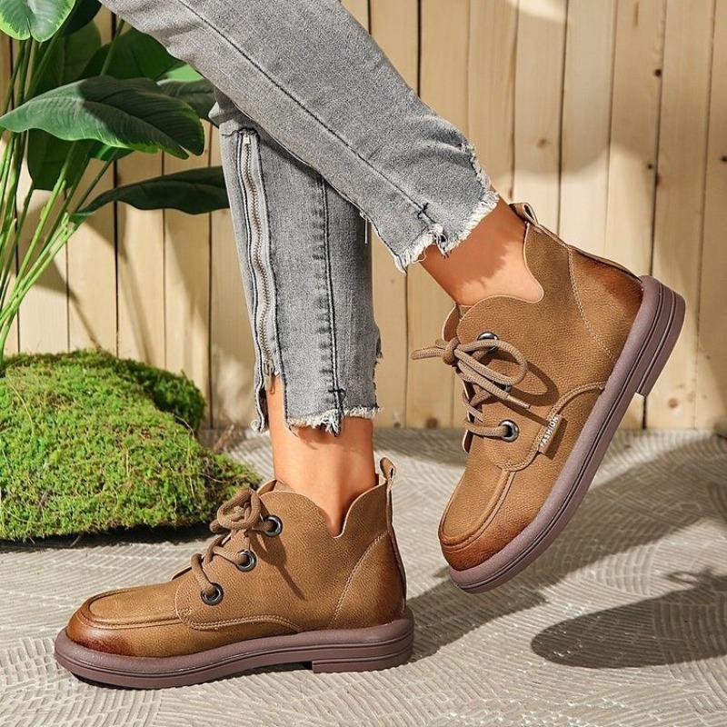 Large Size Women's Shoes To 4 Martin Boots, New Big Head Retro Casual Versatile Thick Sole Huge Good-looking Short Boots