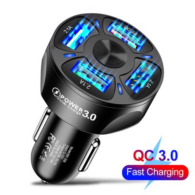 2.1a Qc3.0 4usb Zigarettenanzünder-Ladegerät 12-24v Auto-Schnellladeadapter mit LED-Licht für iPhone 12 13 Samsung Xiaomi