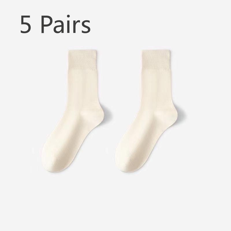 

5 пар женских носков из чистого хлопка Moon Son на осень и зиму с ворсом и свободным ворсом 5 Pairs слоновая кость