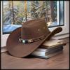 White Fang Western Cowboy Hat with Turquoise Blue Belt for Outdoor and CZA353 Use, Men's Women's, (Brown)