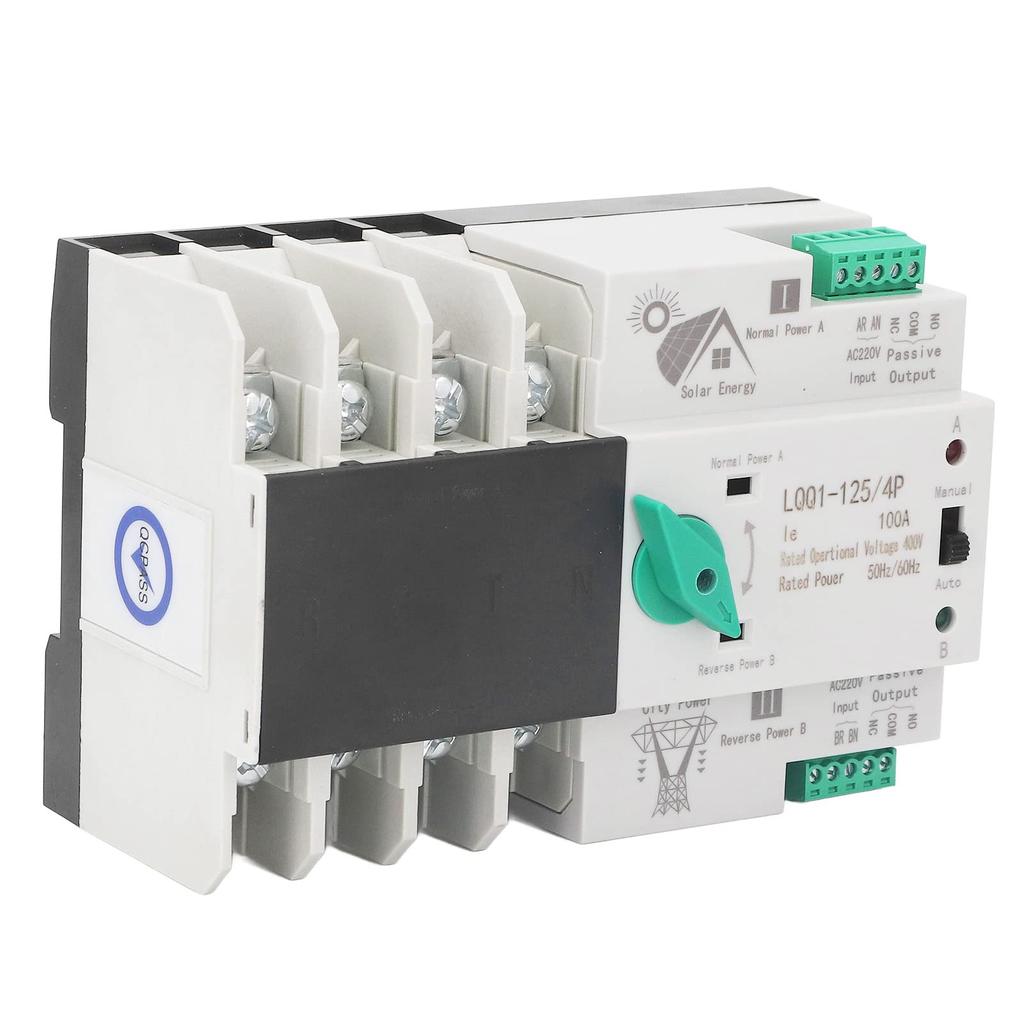 Dual Power Supply Automatic Transfer Switch, 4P, Fast Switching, PV Type, AC400V 100A, for Home and Industrial Use