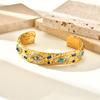 Natural Stone Turquoises Bracelets For Women, Stainless Steel Link Hand Chain Wristband,18k Gold Plated Bracelet Set Jewelry