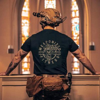 American Fashion Brand Short Sleeved Summer Tactical Military Fan Half Sleeved Printed Round Neck Pure Cotton Breathable Tshirt
